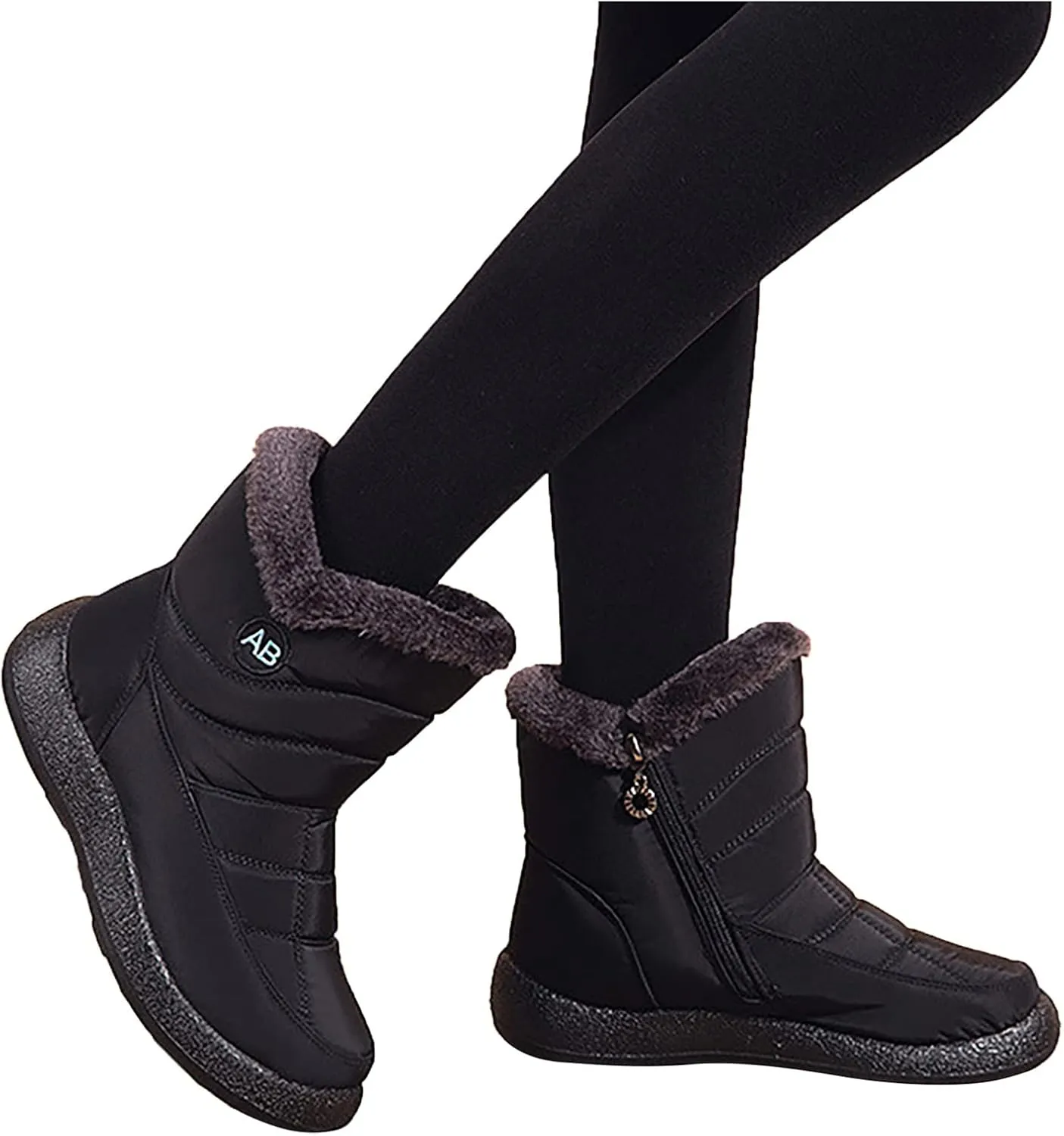 Winter Snow Boots for Women Water-proof Non Slip Outdoor Booties Wide Width Ankle Booties Warm Fleece Lined Walking Shoes Insulated Short Boot Mid Calf Boots for Ladies Fashion Sneakers