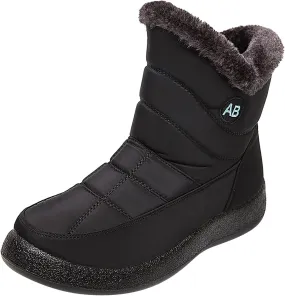 Winter Snow Boots for Women Water-proof Non Slip Outdoor Booties Wide Width Ankle Booties Warm Fleece Lined Walking Shoes Insulated Short Boot Mid Calf Boots for Ladies Fashion Sneakers