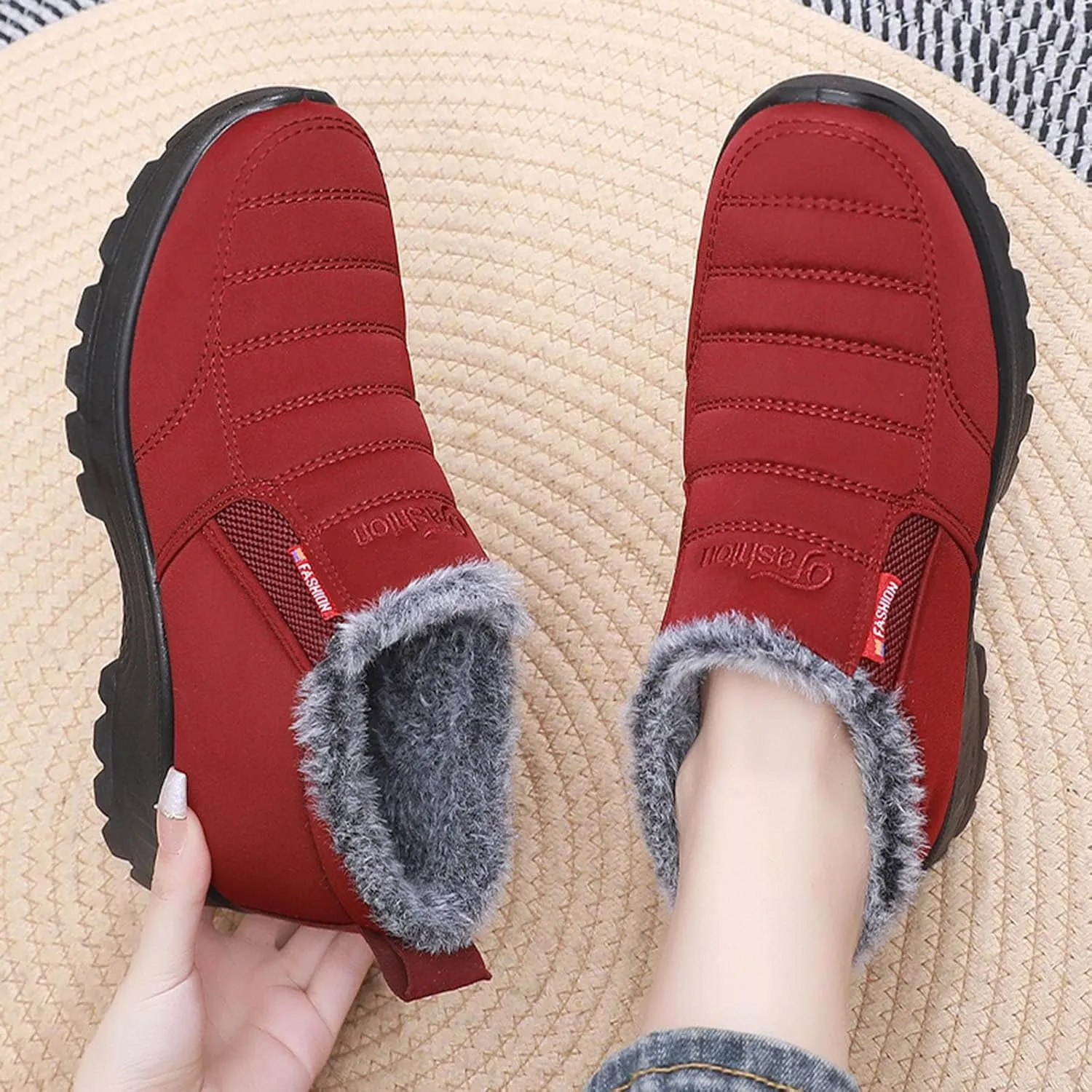 Winter Snow Boots for Women Waterproof Insulated Warm Fur Lining Ankle Booties Comfortable Slip On Outdoor Shoes Anti Slip Hiking Walking Shoes Platform Sneakers for Ladies