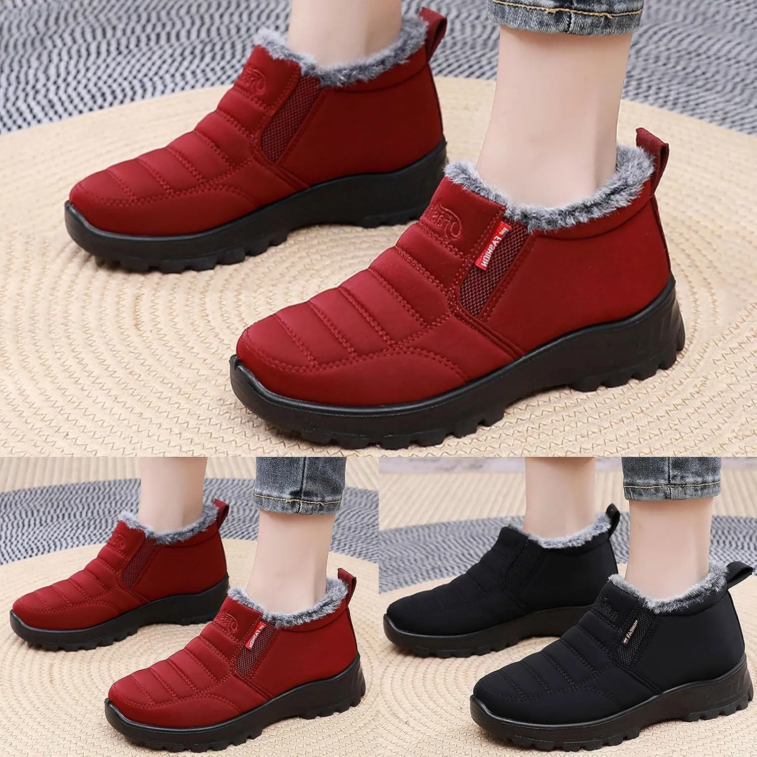 Winter Snow Boots for Women Waterproof Insulated Warm Fur Lining Ankle Booties Comfortable Slip On Outdoor Shoes Anti Slip Hiking Walking Shoes Platform Sneakers for Ladies