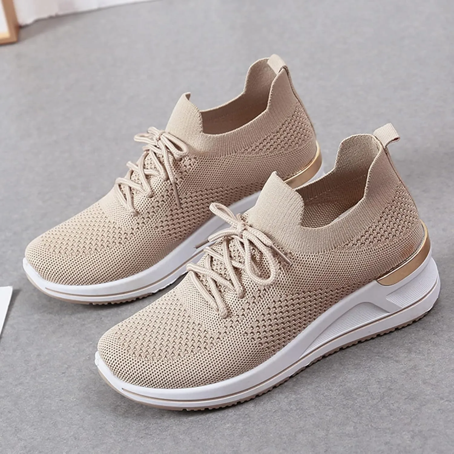 Women Lightweight Slip On Sneakers Casual Walking Shoes Comfortable Canvas Flats Non Slip Elastic Loafers