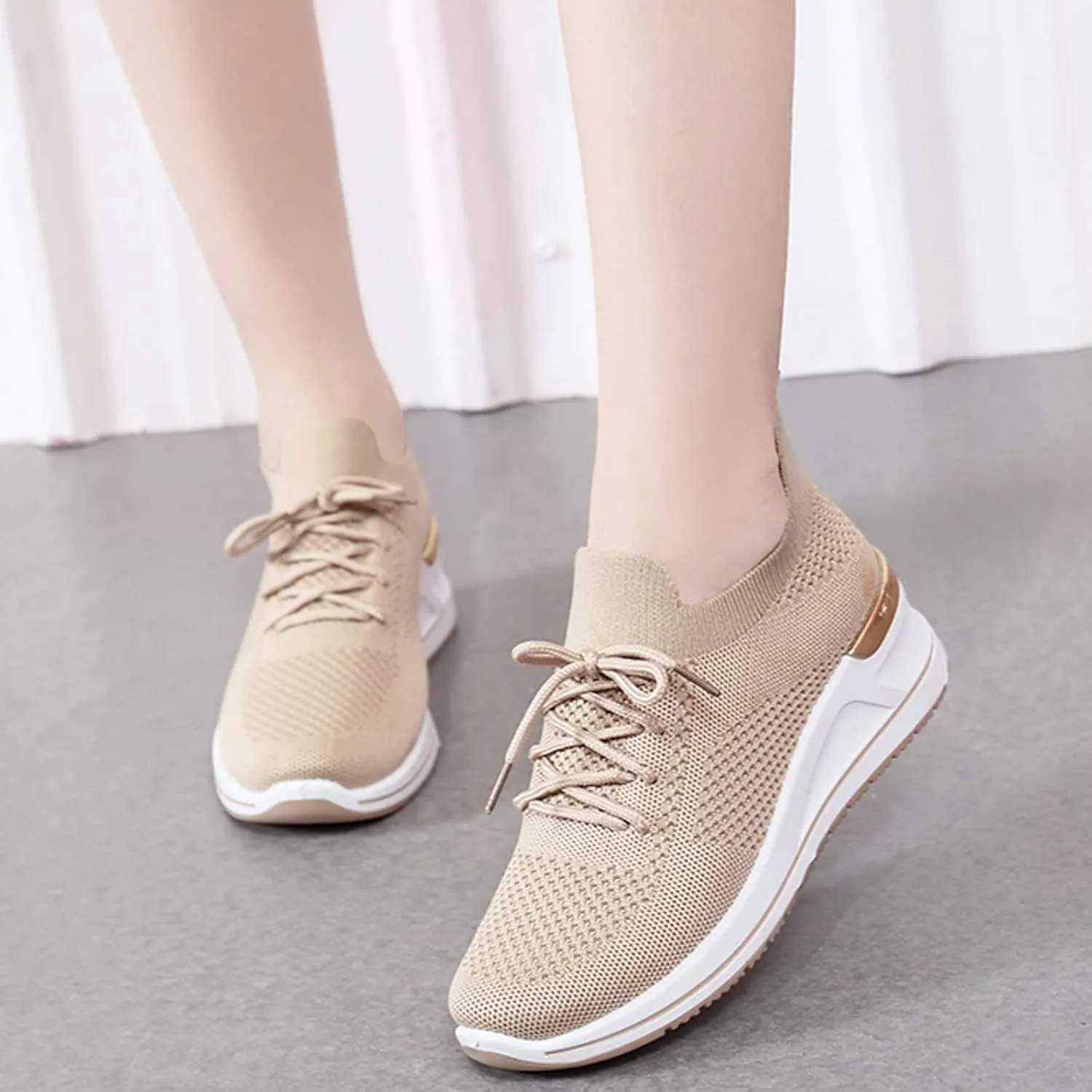 Women Lightweight Slip On Sneakers Casual Walking Shoes Comfortable Canvas Flats Non Slip Elastic Loafers