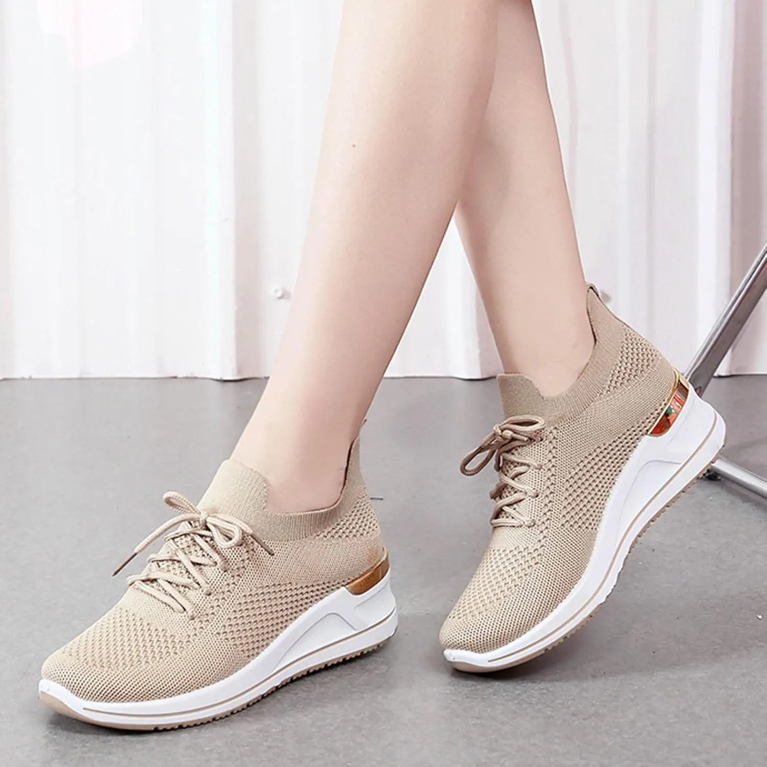 Women Lightweight Slip On Sneakers Casual Walking Shoes Comfortable Canvas Flats Non Slip Elastic Loafers