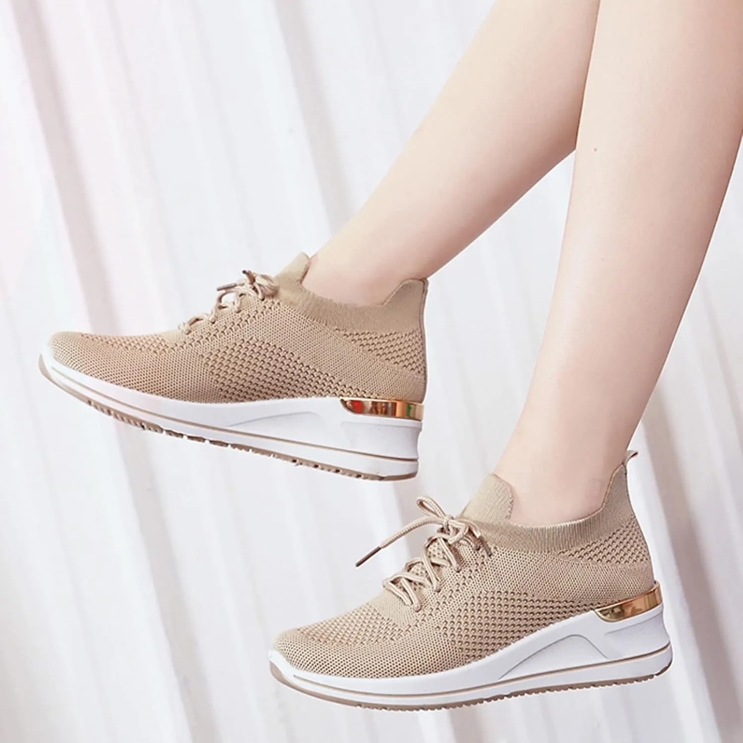 Women Lightweight Slip On Sneakers Casual Walking Shoes Comfortable Canvas Flats Non Slip Elastic Loafers