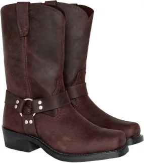 Women Low Chunky Heel Knee High Boots Square Toe Motorcycle Boots with Buckle Tall Biker Riding Boots Women Booties