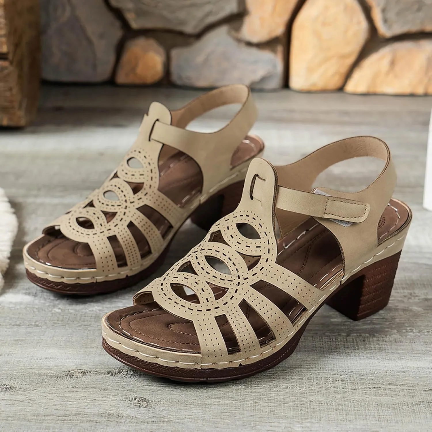 Women Sandals Comfortable Walking Summer Elegant Thick Heel Wedge Sandals Women's Flip Flops Chunky High Heels OpenToe