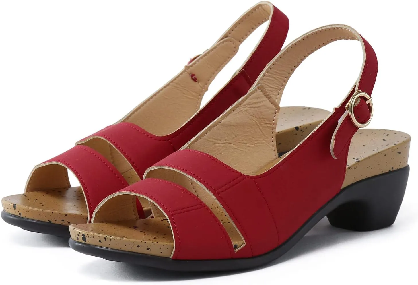 Women Sandals For Women Elegant Comfortable Open Toe Low Chunky Heel Sandals Crystal Sandals Memory Foam Women Sandal
