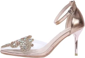 Women Slippers & Sandals Women's Summer Fashion Clear Crystal Pointed Stiletto Sandals One Line Heels Women's
