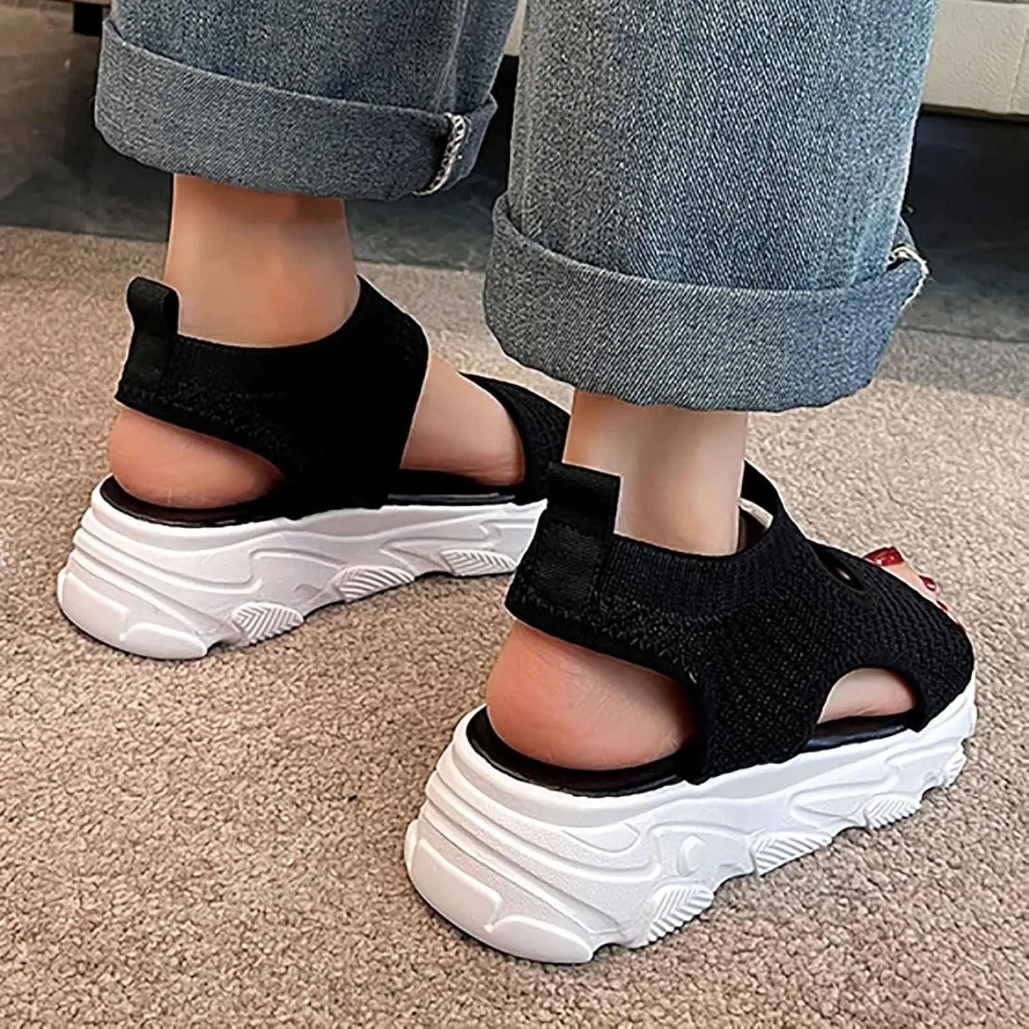 Women Wedge Sandals Comfortable Open-Toe Cork Casual & Dressy Summer Shoes Womens Low Wedges Platform Sandals
