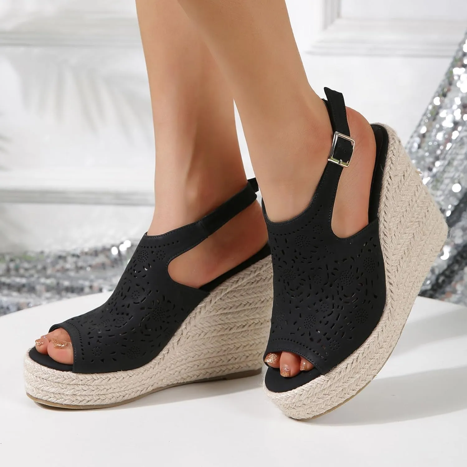 Women Wedge Sandals Featuring Foam Cushioned Insoles Summer Casual Flatform Platform Wedge Slides for Women
