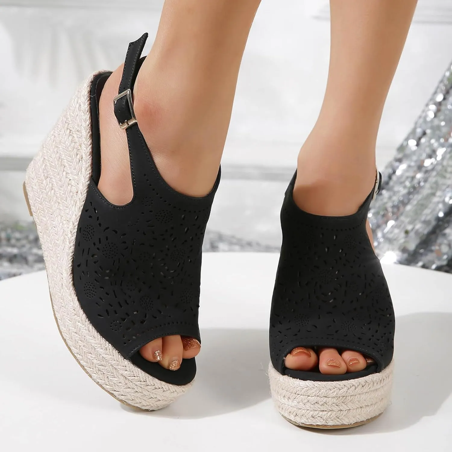 Women Wedge Sandals Featuring Foam Cushioned Insoles Summer Casual Flatform Platform Wedge Slides for Women