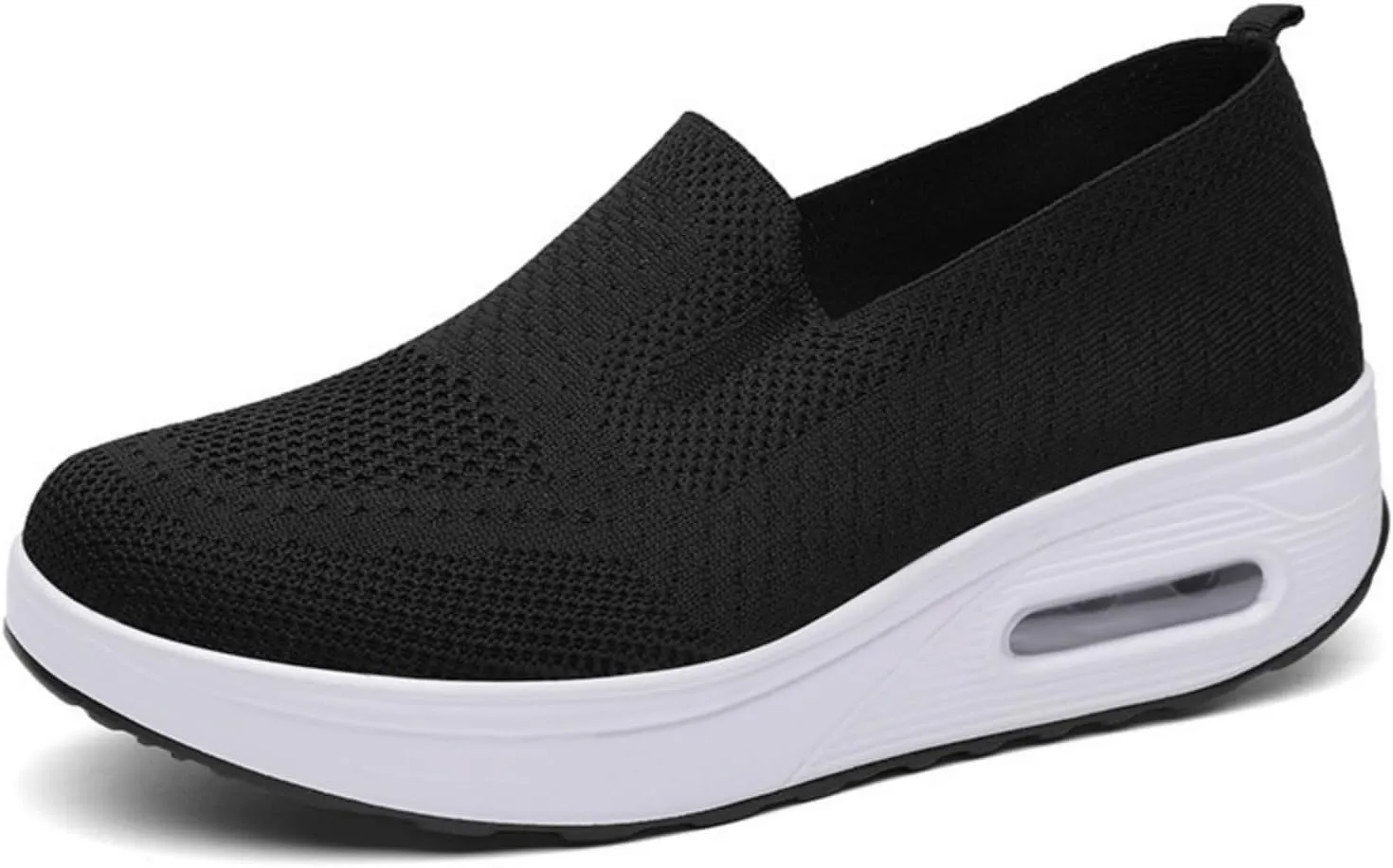Women Wedge Shoes Breathable Mesh Sneakers Non Slip Casual Knit Boat Loafers Air Cushion Slip On Comfort Walking Shoes Comfortable Women's Orthopedic Platform Sneakers