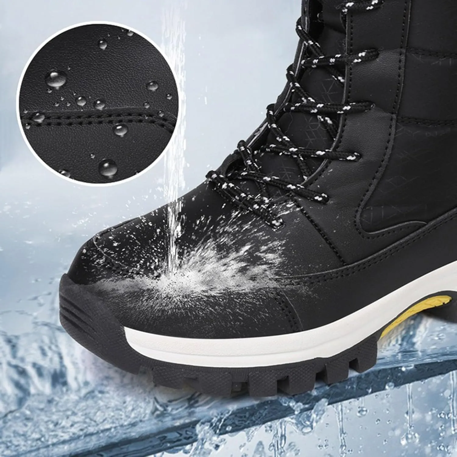 Women Winter Snow Boots Waterproof Walking Booties Lace Up Fur Lined Mid Calf Boots Outdoor Warm Thick Hunting Boots