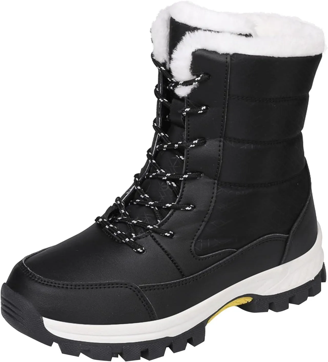 Women Winter Snow Boots Waterproof Walking Booties Lace Up Fur Lined Mid Calf Boots Outdoor Warm Thick Hunting Boots