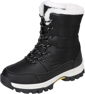 Women Winter Snow Boots Waterproof Walking Booties Lace Up Fur Lined Mid Calf Boots Outdoor Warm Thick Hunting Boots