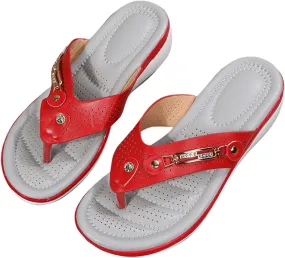 Womens Arch Support Flip Flops Comfortable Yoga Mat Slip On Low Wedge Sandals Summer Clip Toe Beach Walking Thong Cushion Sandals for Women Shower Shoes Indoor