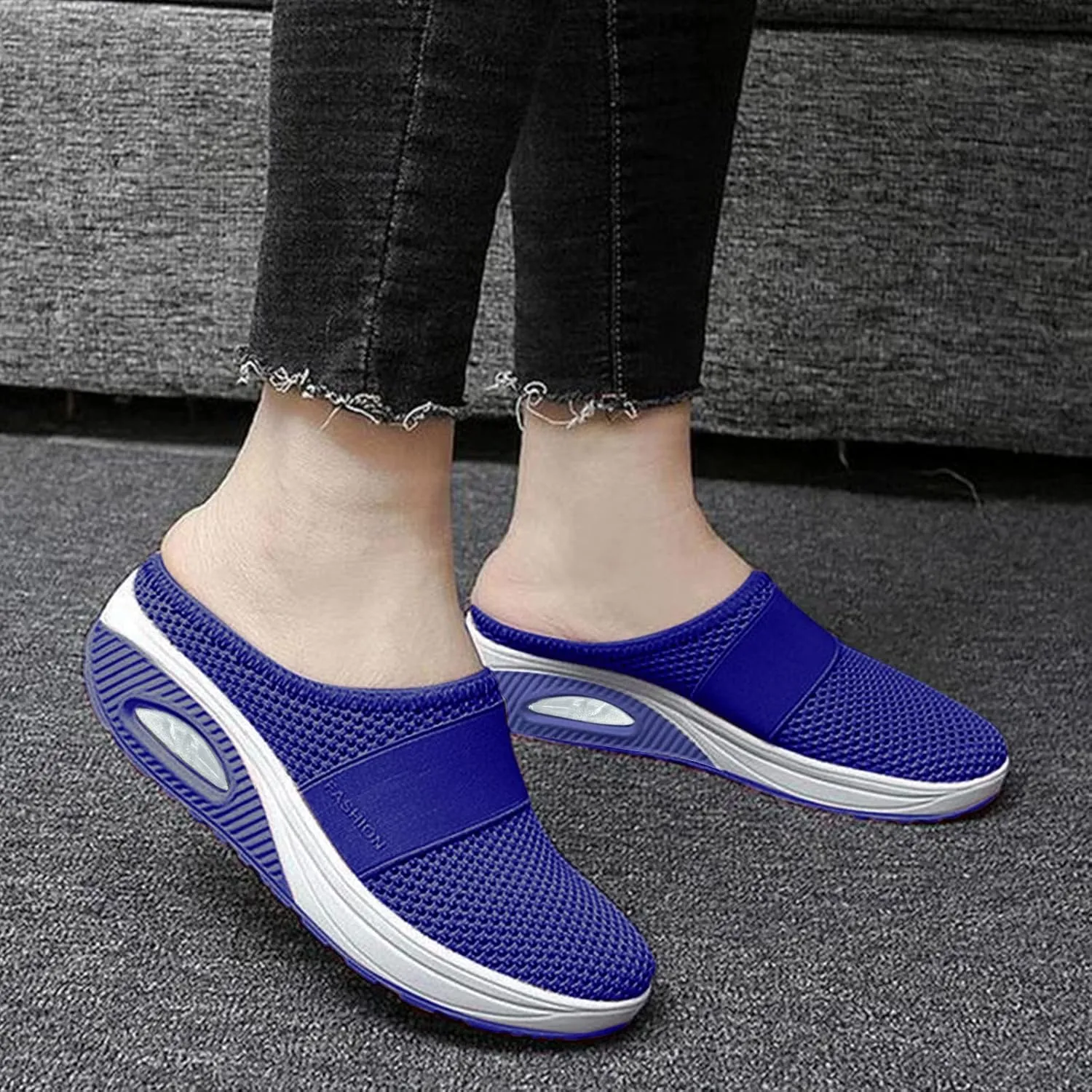 Womens Backless Sneakers Mesh Slip-on Mule Shoes Womens Running Shoes High Top Black Casual Shoes Black Sneakers Platform Tennis Shoe Loafers Casual Slip On