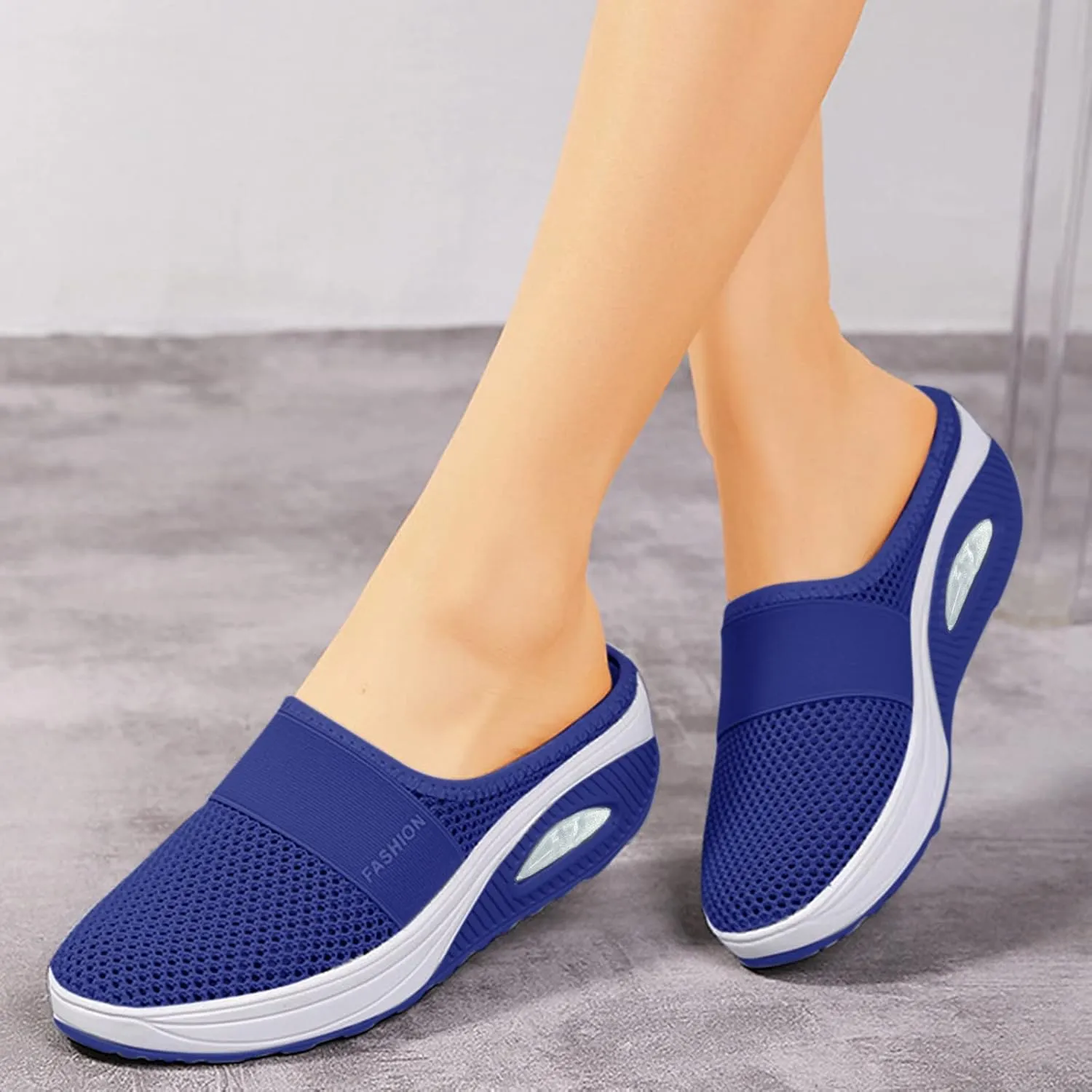 Womens Backless Sneakers Mesh Slip-on Mule Shoes Womens Running Shoes High Top Black Casual Shoes Black Sneakers Platform Tennis Shoe Loafers Casual Slip On