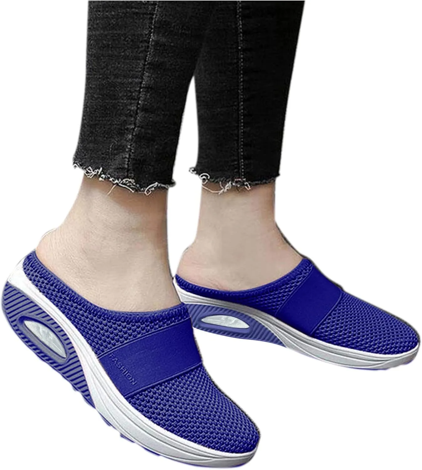 Womens Backless Sneakers Mesh Slip-on Mule Shoes Womens Running Shoes High Top Black Casual Shoes Black Sneakers Platform Tennis Shoe Loafers Casual Slip On