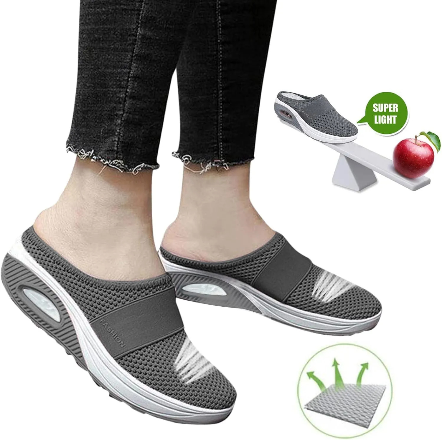 Women's Backless Walking Sneakers Summer Slip-on Running Shoes for Women Casual Ladies Casual Shoes Black Sneakers Tennis Shoe Cross Trainer Shoe