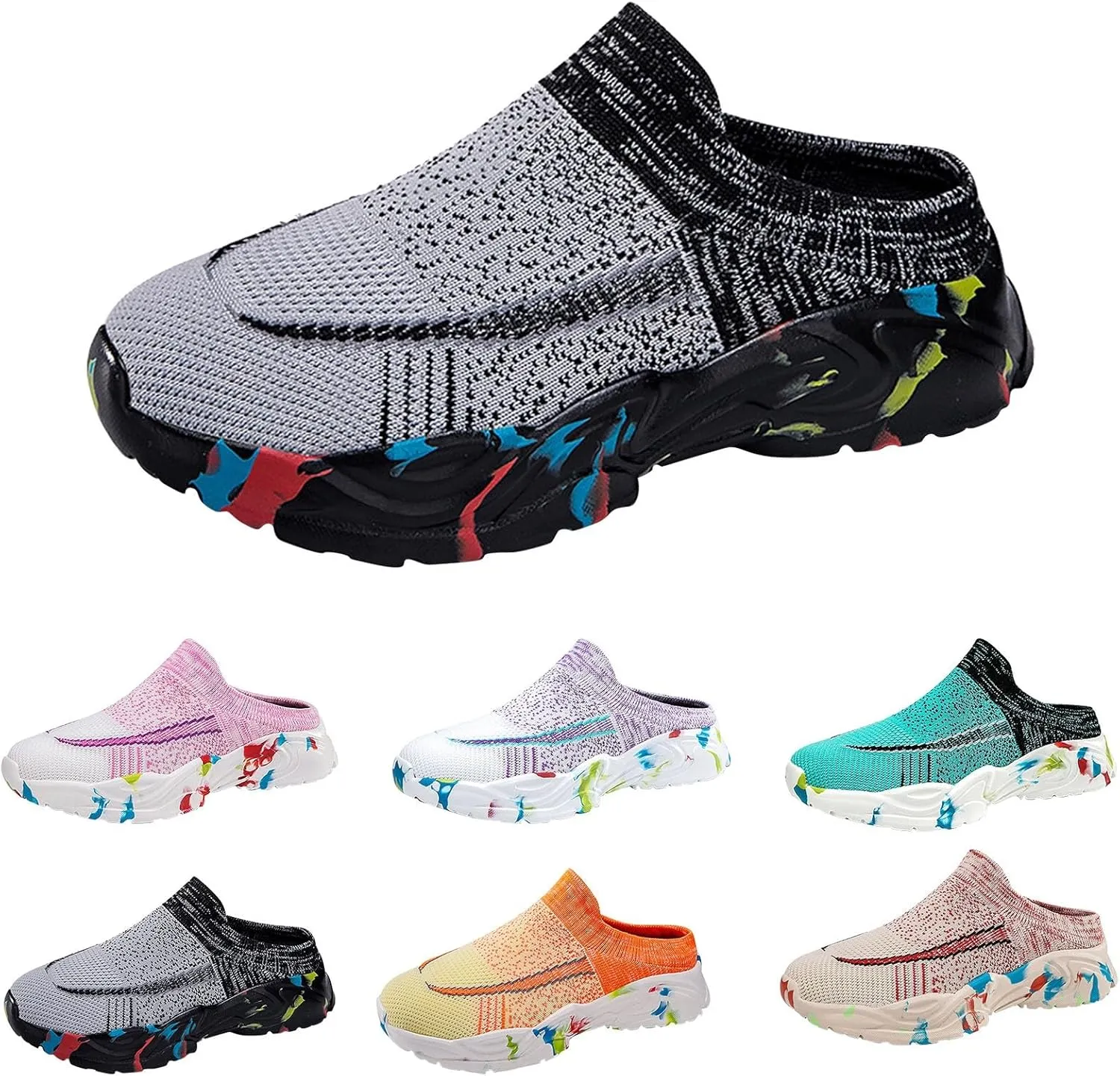 Women's Backless Walking Sneakers Summer Slip-on Running Shoes for Women Wide Dress Casual Shoes High Top Sneakers Black Tennis Shoe Loafers Casual Slip On