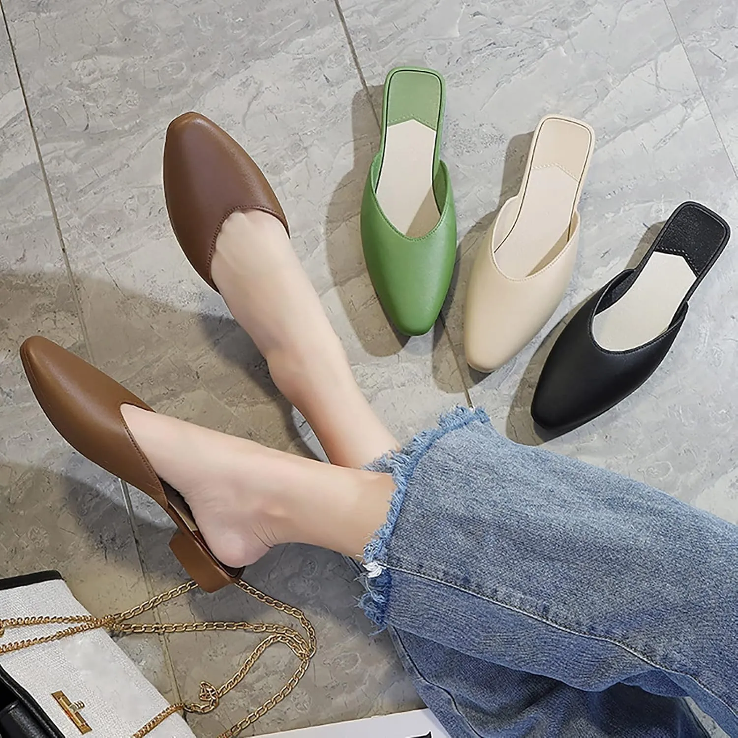 Womens Ballet Flat Summer Women's Fashionable Simple Pointed Toe for Beach Home and Outdoors Comfy Casual Ballerina Flat Shoes