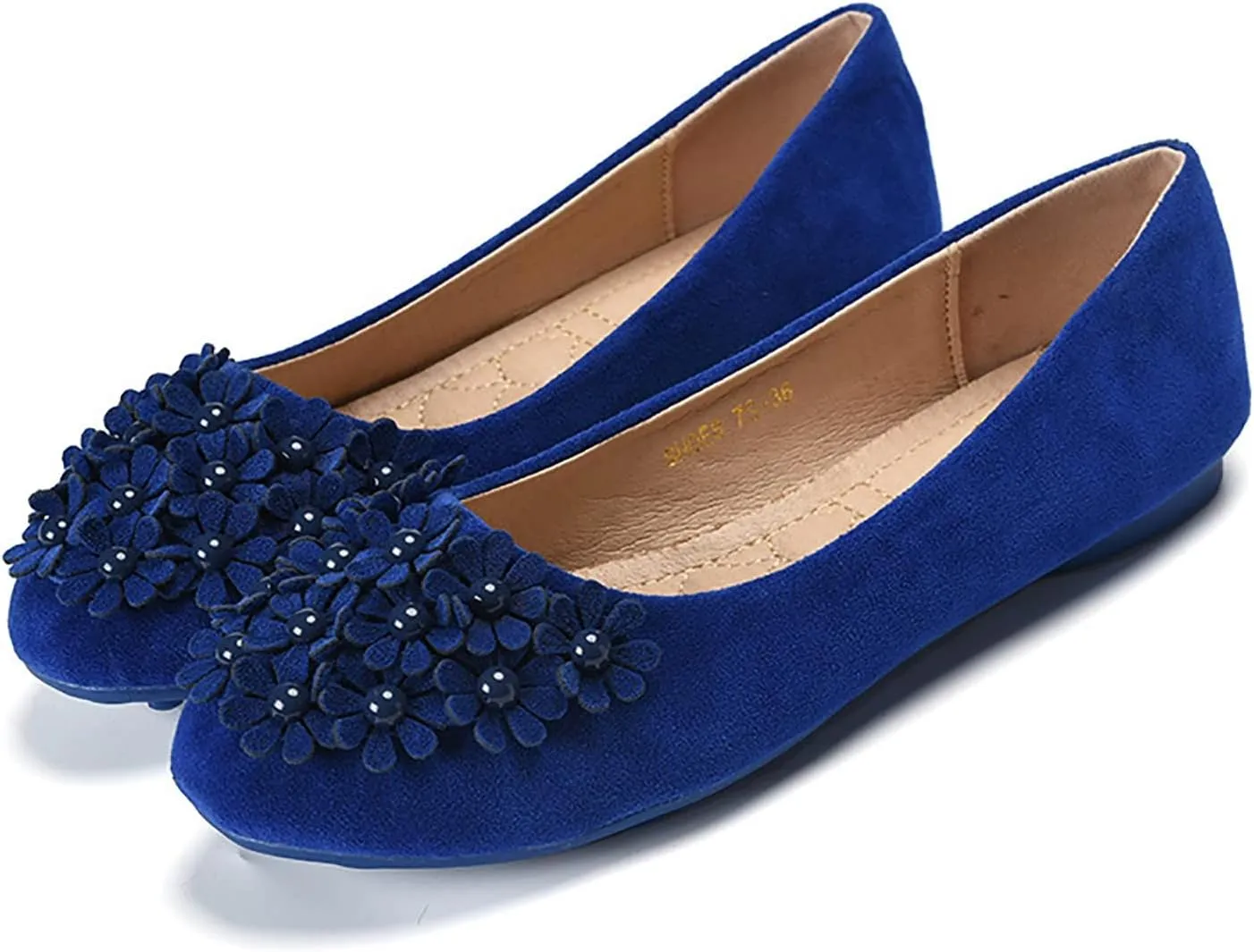 Womens Ballet Flat Women Ladies Singles Shoes Flat Shoes Flower Pearl Decoration Classic Softable Low Wedge
