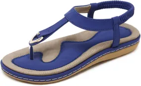 Womens Bohemian Flat Sandals Comfortable Summer Flip Flops Beach Vacation Shoes T-Strap Thong Sandals Stylish Clip Toe Walking Shoes Casual Flats with Back Strap