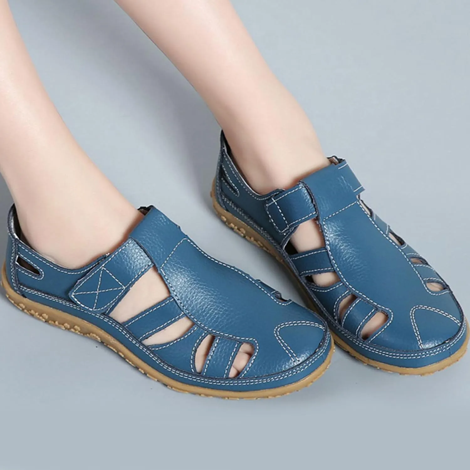 Women's Boho Gladiator Wedge Sandals 2025 Adjustable Ankle Strap Hook and Loop Closure Cushioned Leather Insole Non-Slip Sole for Summer Beach Vacations Outdoor Adventures Casual Shoes 2025