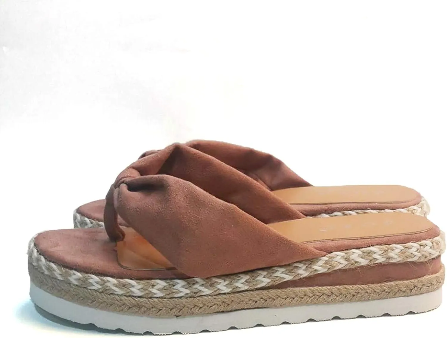 Womens Bow Knot Sandals Espadrilles Wedge Platform Slip on Open Toe Comfortable Flip Flops Casual Boho Slippers Summer Orthopedic Arch Support Sandal Beach Vacation Walking Sandal