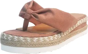 Womens Bow Knot Sandals Espadrilles Wedge Platform Slip on Open Toe Comfortable Flip Flops Casual Boho Slippers Summer Orthopedic Arch Support Sandal Beach Vacation Walking Sandal