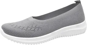 Womens Breathable Slip Mesh Knitted Woven Orthopedic Arch Support Wide Fit Flexible Lightweight Comfortable Soft Gym Walking Sneakers Casual Comfy Work for Summer Shoes