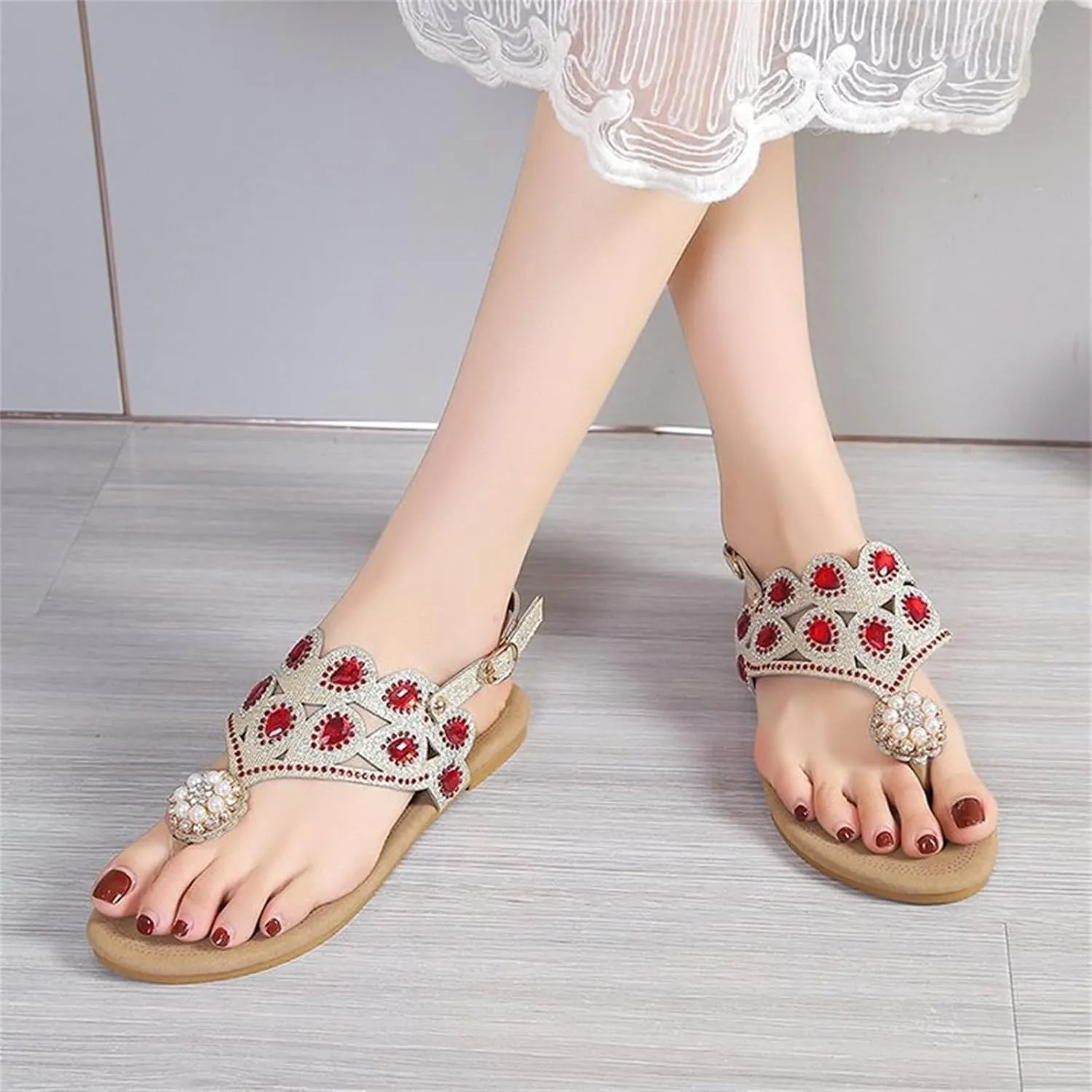 Women's Casual Flat Rome Shoes Summer Ladies Sandals Lightweight Buckle Clip Toe Beach Wedge Sandals for Women Shoes