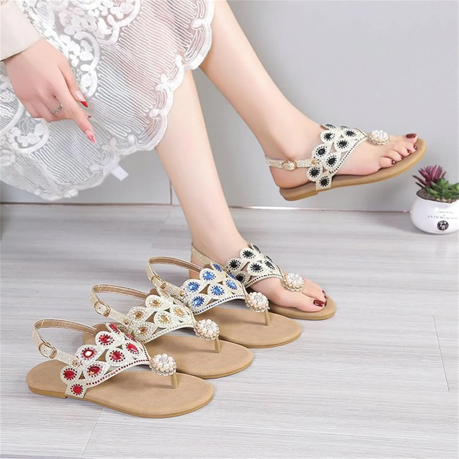 Women's Casual Flat Rome Shoes Summer Ladies Sandals Lightweight Buckle Clip Toe Beach Wedge Sandals for Women Shoes