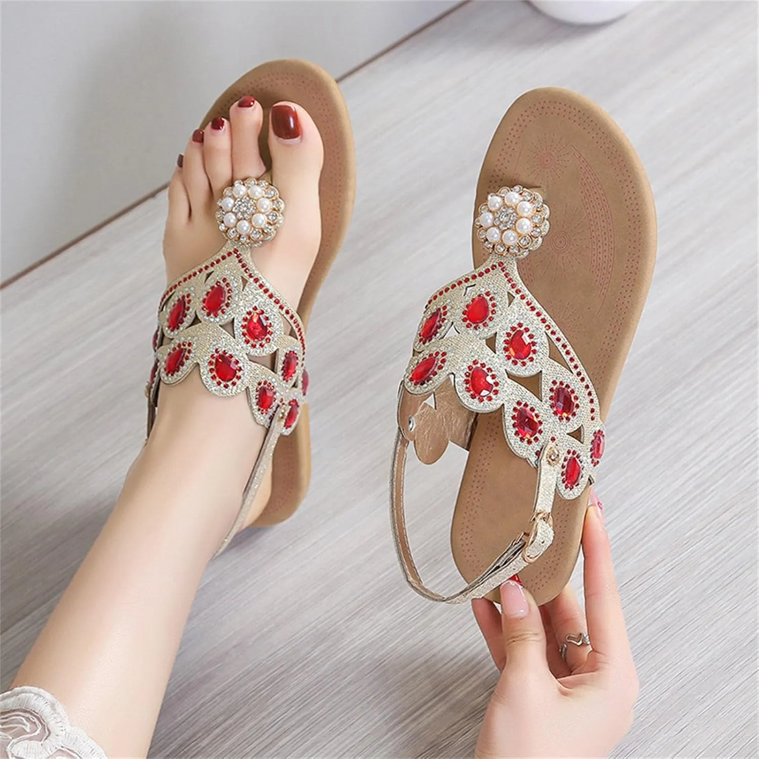 Women's Casual Flat Rome Shoes Summer Ladies Sandals Lightweight Buckle Clip Toe Beach Wedge Sandals for Women Shoes