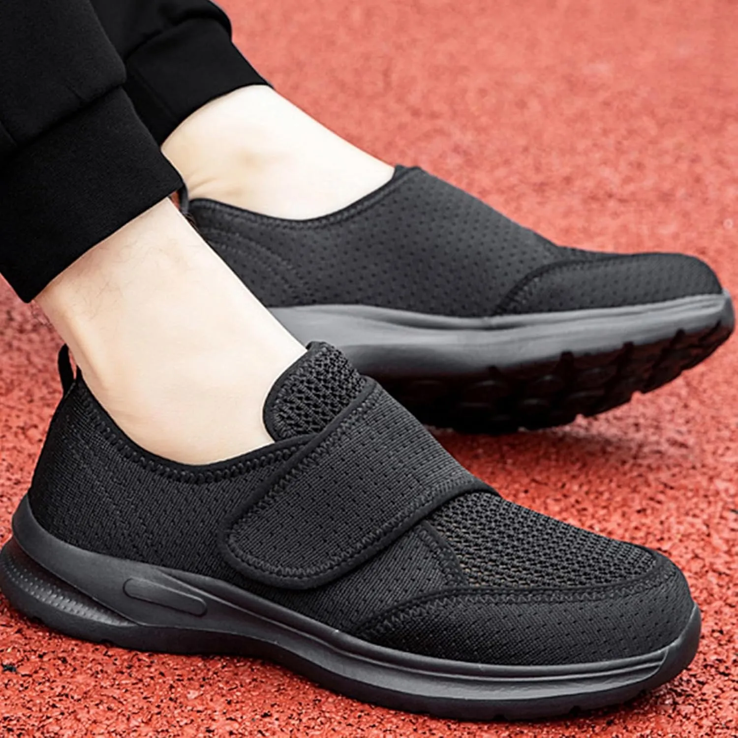 Women's Casual Walking Sneakers Diabetic Elderly Shoes Breathable Mesh Slip On Orthopedic Sneakers Lightweight Adjustable Easy On and Off Strap Summer Shoe for Swollen Feet Working Nurse Shoes