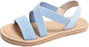 Womens Comfortable Flat Sandals Dressy Daily Sandals Summer Beach Open Toe Shoes Ankle Strap Footwear for Teen Girls