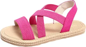 Womens Comfortable Flat Sandals Dressy Daily Sandals Summer Beach Open Toe Shoes Ankle Strap Footwear for Teen Girls