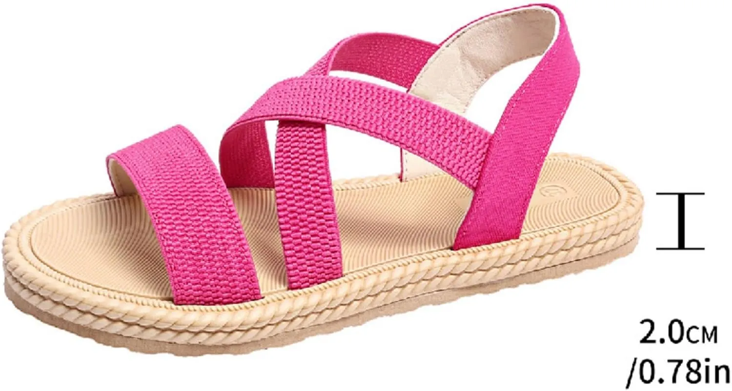 Womens Comfortable Flat Sandals Dressy Daily Sandals Summer Beach Open Toe Shoes Ankle Strap Footwear for Teen Girls