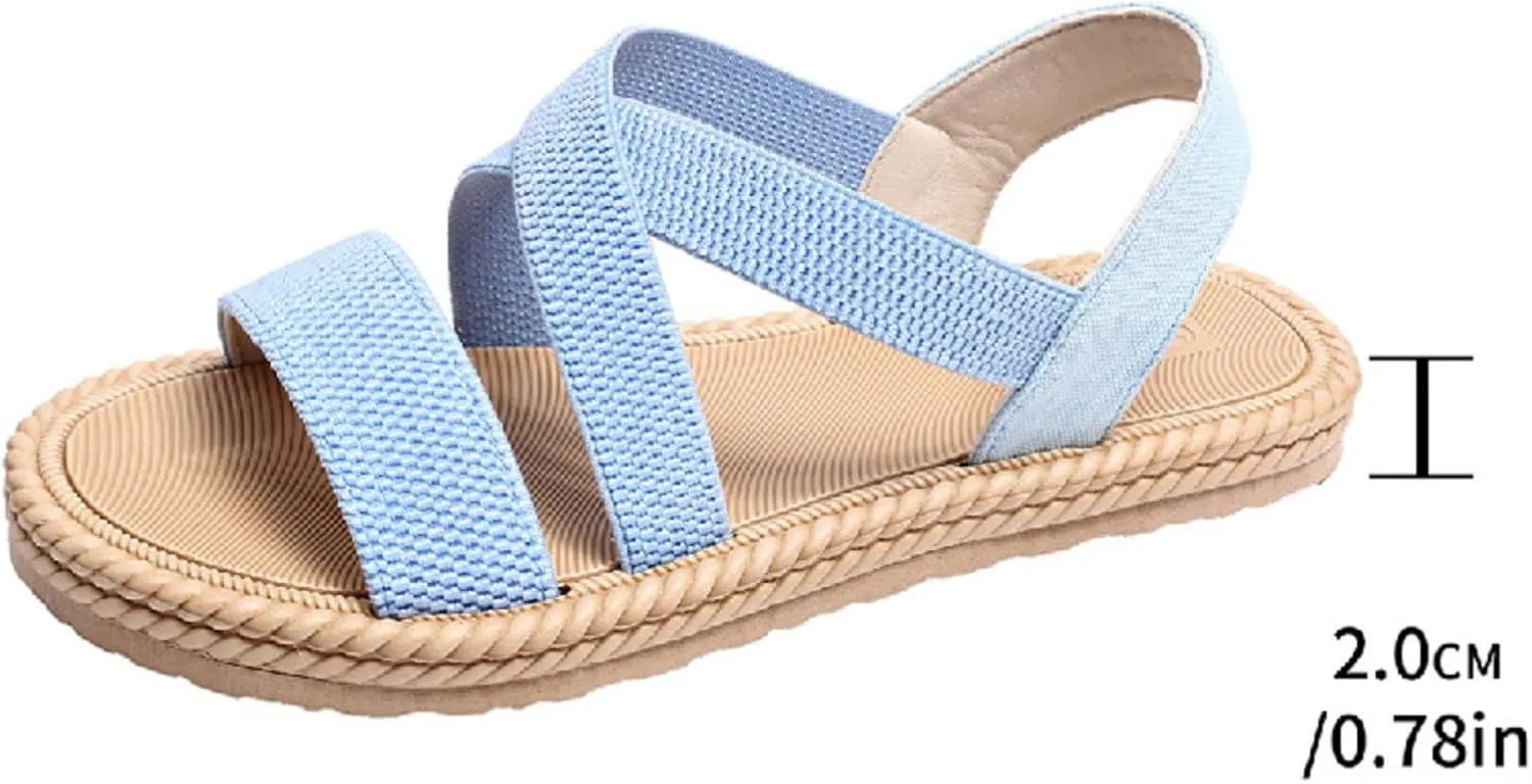 Womens Comfortable Flat Sandals Dressy Daily Sandals Summer Beach Open Toe Shoes Ankle Strap Footwear for Teen Girls