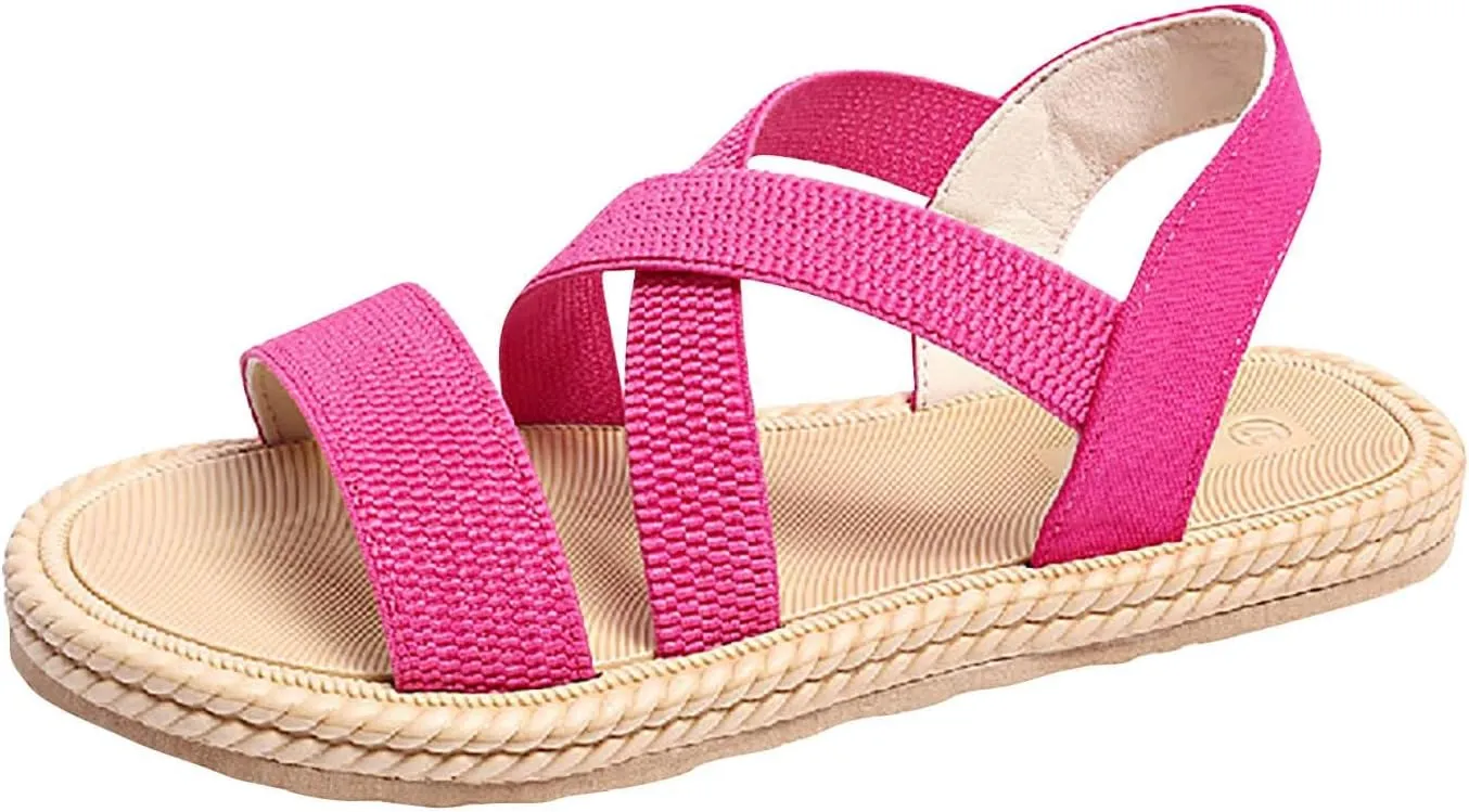 Womens Comfortable Flat Sandals Dressy Daily Sandals Summer Beach Open Toe Shoes Ankle Strap Footwear for Teen Girls