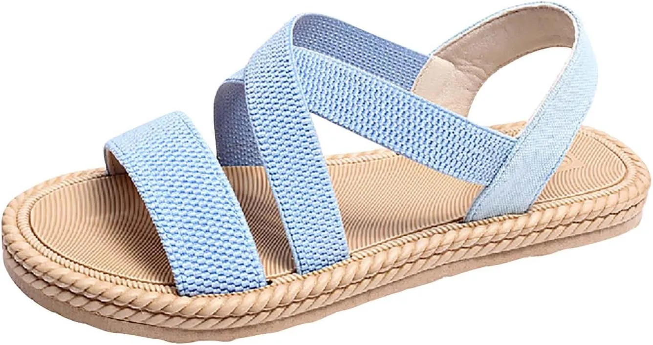 Womens Comfortable Flat Sandals Dressy Daily Sandals Summer Beach Open Toe Shoes Ankle Strap Footwear for Teen Girls