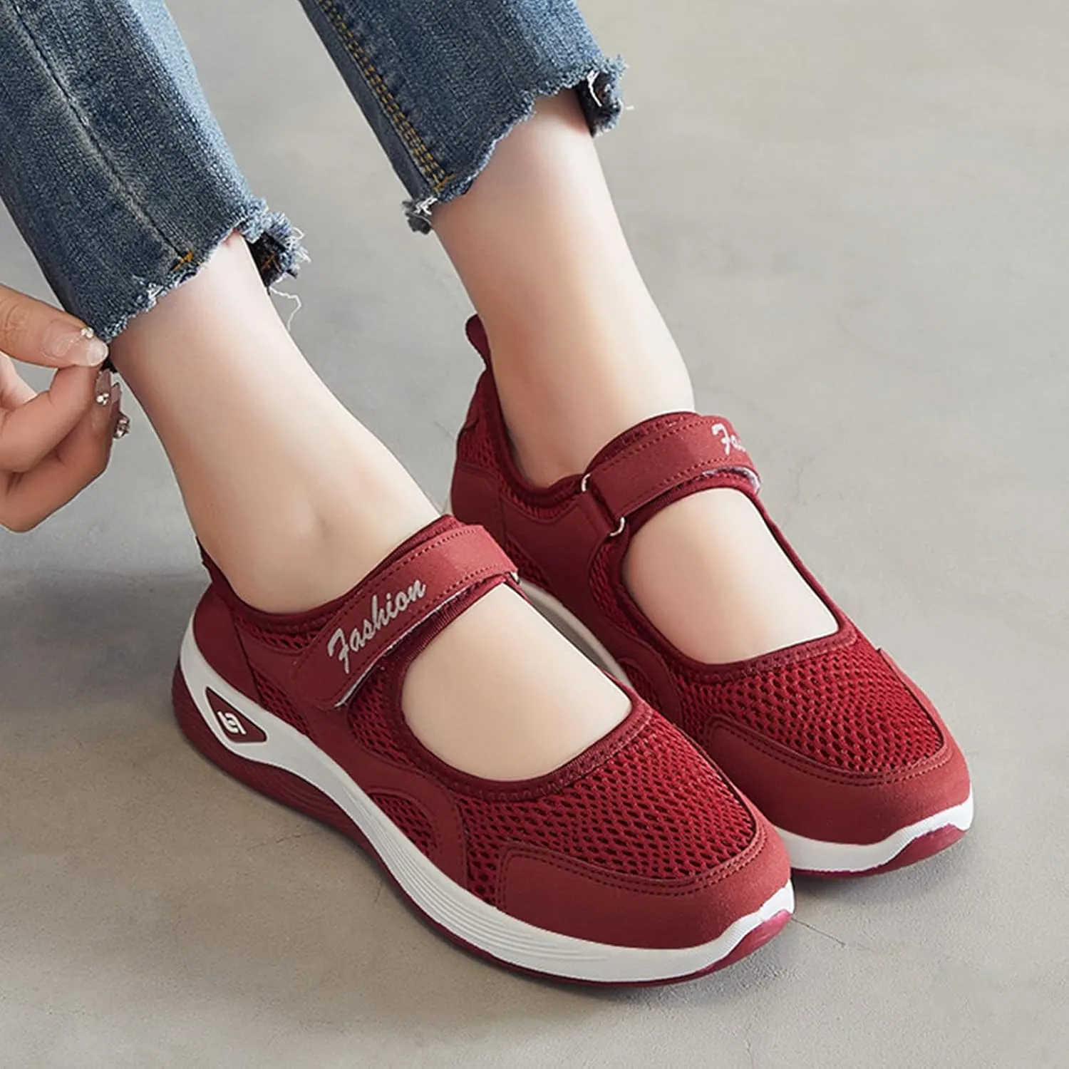 Women's Comfortable Working Nurse Shoes Closed Toe Non Slip Orthopedic Adjustable Sport Mesh Shoes