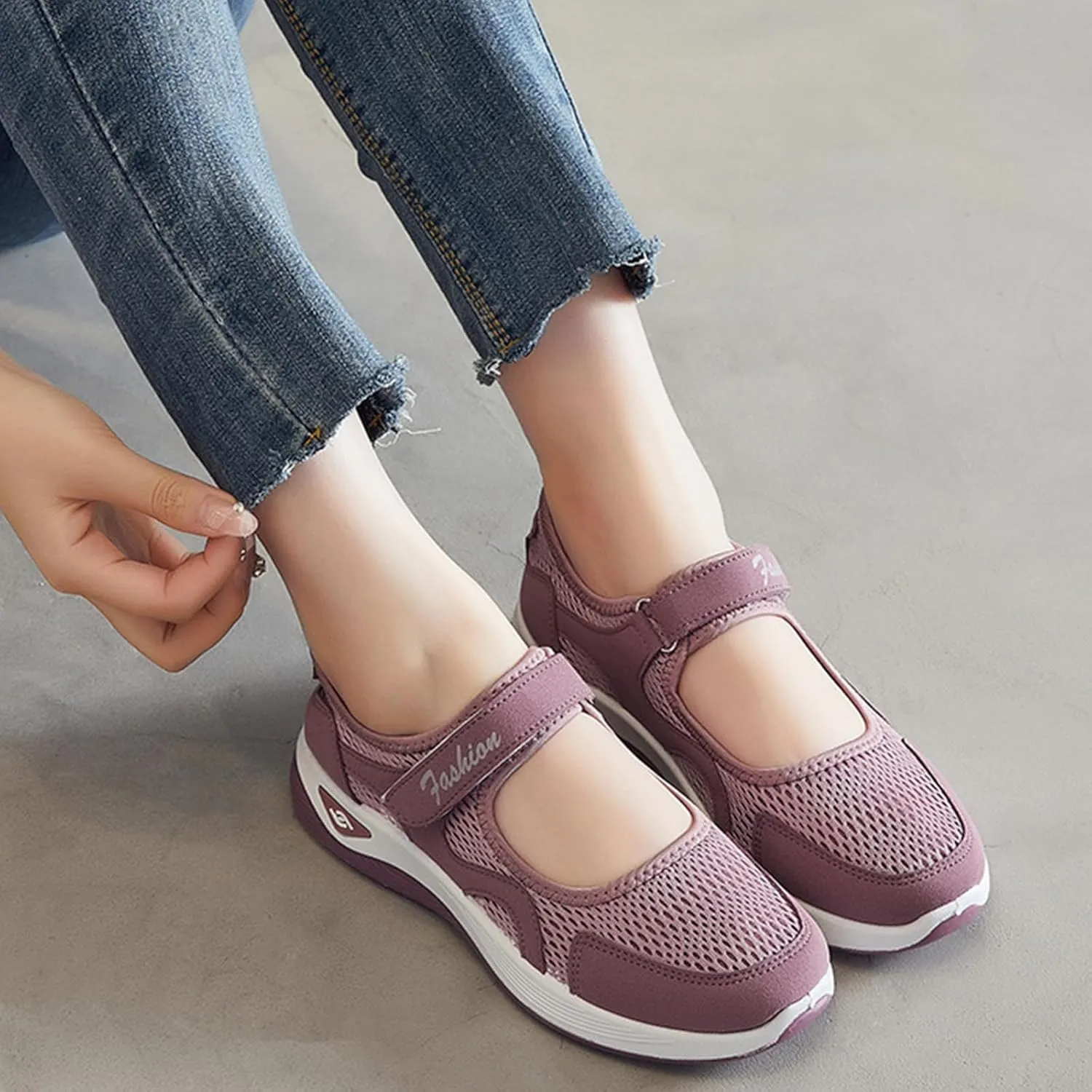 Women's Comfortable Working Nurse Shoes Closed Toe Non Slip Orthopedic Adjustable Sport Mesh Shoes