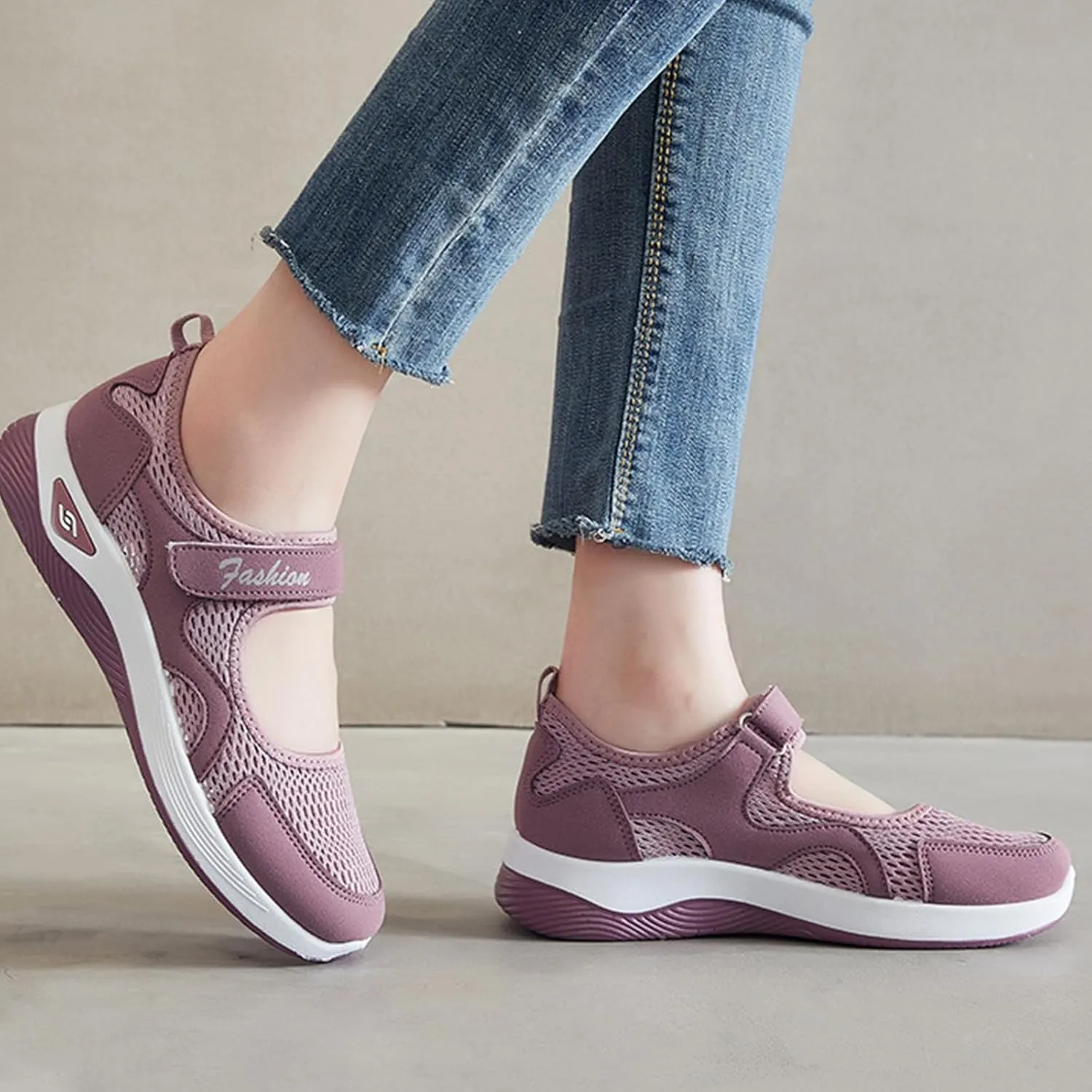 Women's Comfortable Working Nurse Shoes Closed Toe Non Slip Orthopedic Adjustable Sport Mesh Shoes