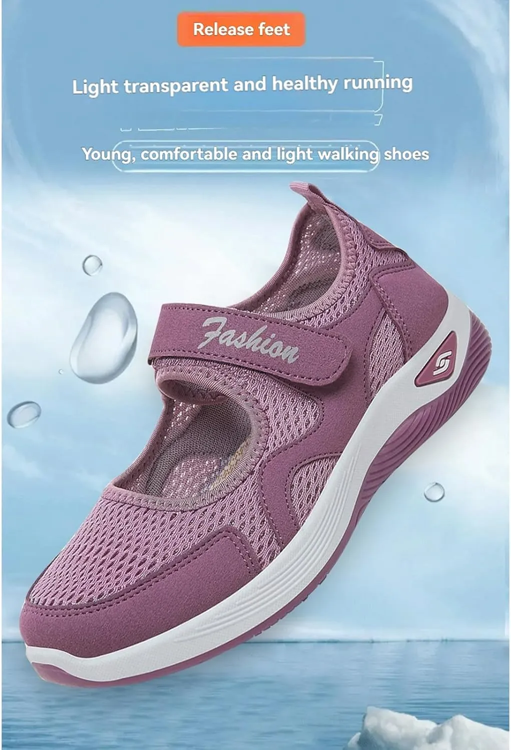 Women's Comfortable Working Nurse Shoes Closed Toe Non Slip Orthopedic Adjustable Sport Mesh Shoes