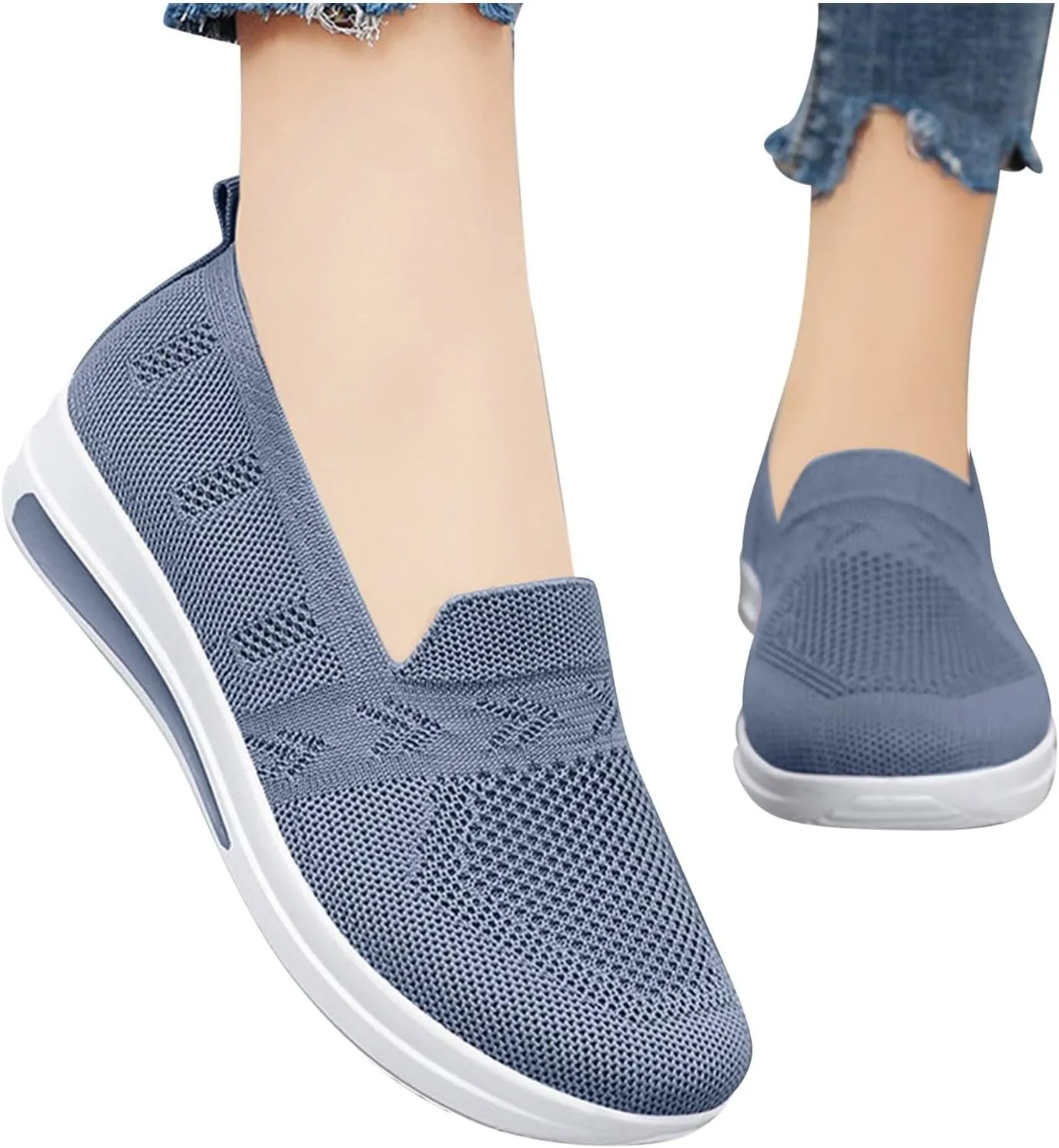Women's Cushion Sneakers Breathable Lightweight Mesh Hiking Shoes Low Top Slip On Tennis Shoes for Women