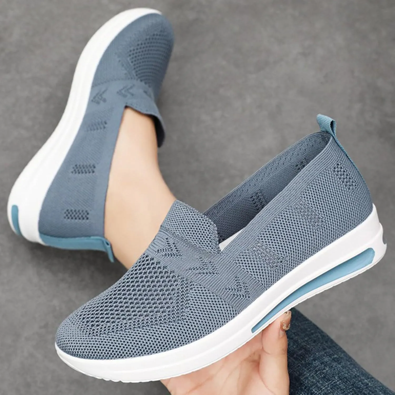 Women's Cushion Sneakers Breathable Lightweight Mesh Hiking Shoes Low Top Slip On Tennis Shoes for Women