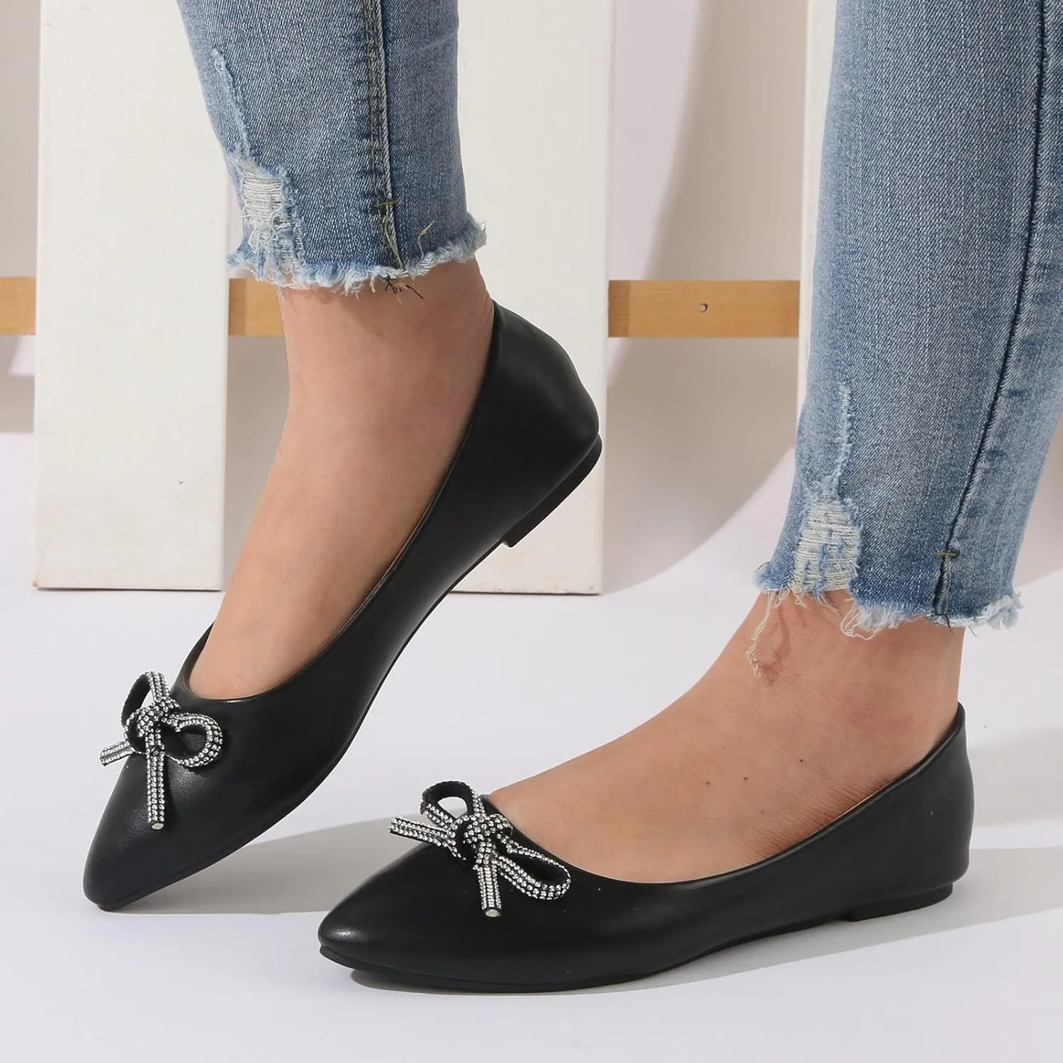 Women's Dress Flats Ballet Women Shoes Fashionable Flat Sole Single Shoes Fly Woven Classic Softable Low Wedge