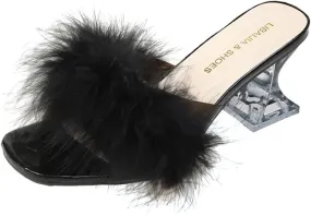 Women's Dress Shoes Ladies Sandals Slippers Transparent Breathable Fashion Wine Heel Shoes Plush GlassHigh Women's high